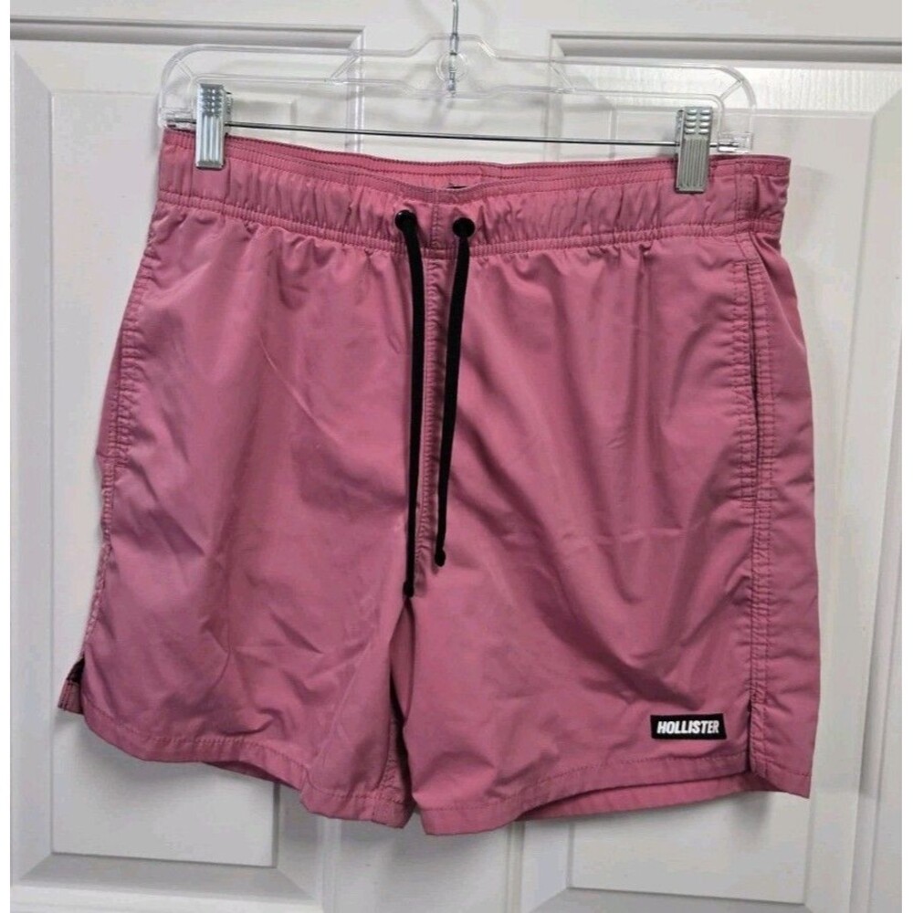 Hollister Men’s Pink Swim Trunks, Lined and Elastic Waistband Small